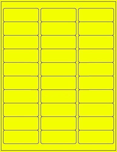 100 Sheets / 3000 FBA and Word Compatible Size Address Labels 30UP 2.625""x1"" 30 Labels Per Sheet. Ink Jet and Laser Guaranteed. Made in USA (Yellow)